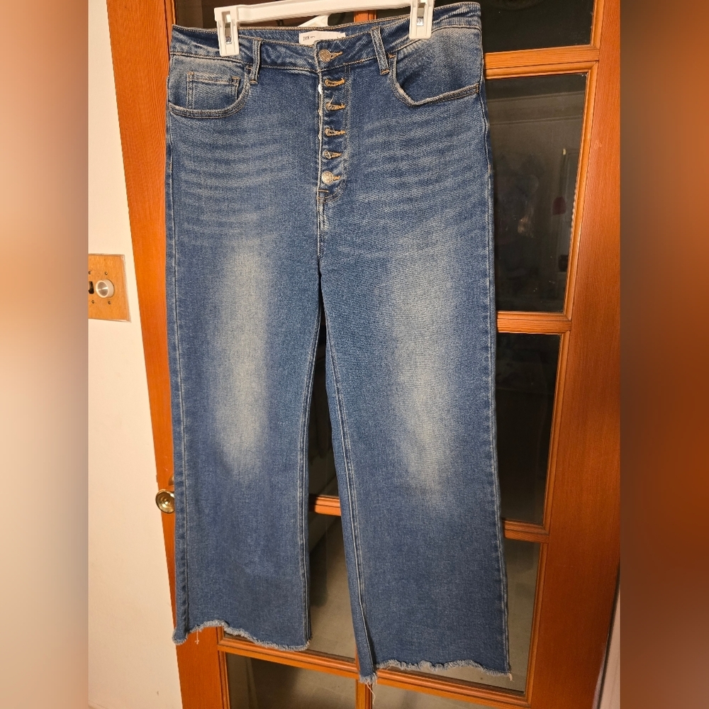 TNR Classic Blue Button-Fly Women Wide Leg Jeans